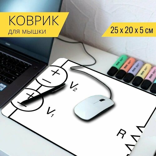 Коврик для мыши с принтом Электрические, схемы, резисторы 25x20см.