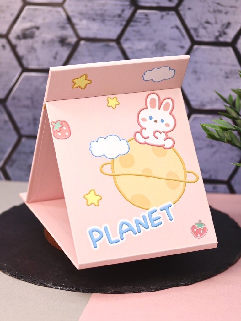 фото Зеркало настольное складное Planet bunny pink