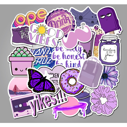 Набор, наклейки-стикеры Фиолетовый вайб для гаджетов.