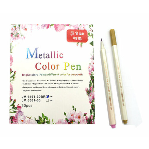 Скетч-маркеры Металлик 30 цв. BRUSH CZ-142/MT-3 тонкие 1-3 мм, шестигранные, в к/кор №JM6561 (1/20/80)