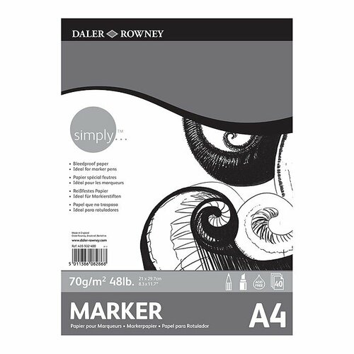 Daler Rowney Альбом для маркеров Daler Rowney Simply, 70 г/м2 40 листов А4 daler rowney альбом для зарисовок daler rowney simply 95 г м2 72 листов а4