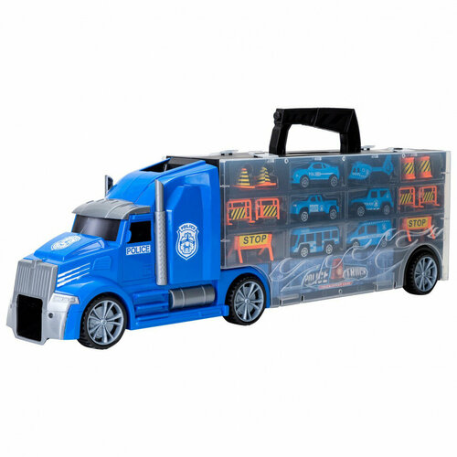 Машинка Givito Автовоз Полицейский участок с тоннелем 5 машинок вертолет 10 дорожных знаков