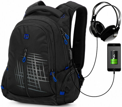 Школьный рюкзак для мальчиков подростков Skyname 90-128 с анатомической спинкой USB выход