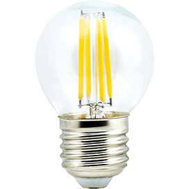 Светодиодная LED лампа Ecola globe LED Premium 6,0W G45 220V E27 4000K 360° filament прозр. нитевидный шар (Ra 80, 100 Lm/W, КП=0) 68х45 N7PV60ELC