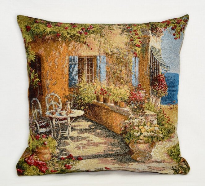 фото Наволочка Декоративная Гобеленовая 45х45 "Ривьера Утренний чай 45х45"