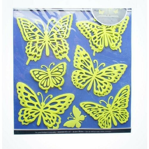 Декоративные комнатные наклейки светящиеся в темноте Бабочки и цветы 30х30 см 447₽