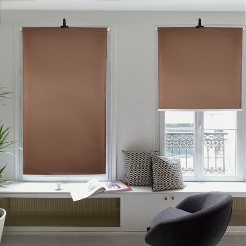 Штора рулонная блэкаут 90х250 см Нюд цвет шоколад 1551₽