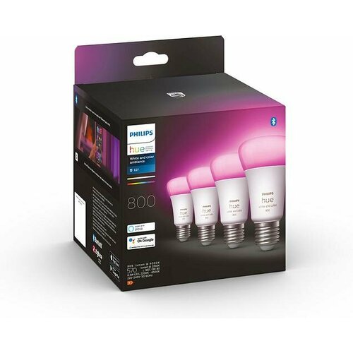 Умные лампы Philips Hue White and Color E27 A60 6.5 Вт 800Лм 4шт (929002489604)