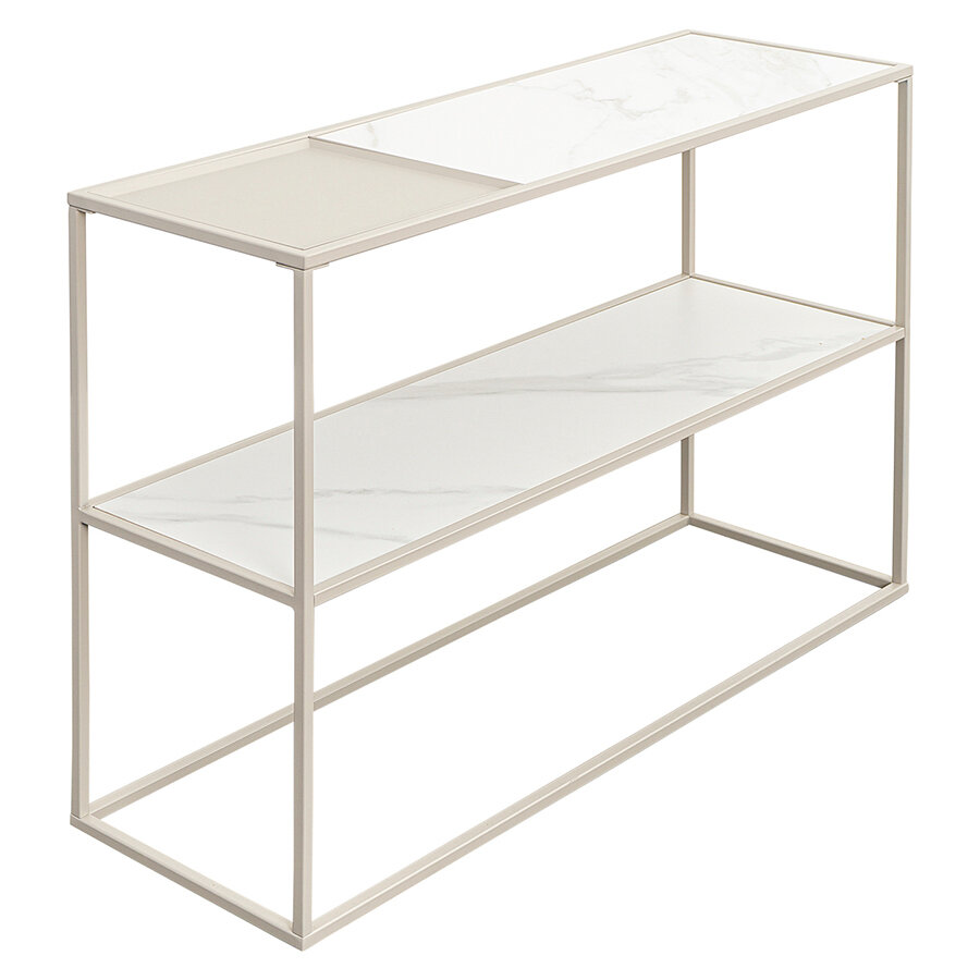 фото Столик кофейный Rune, 40 см, мрамор/черный