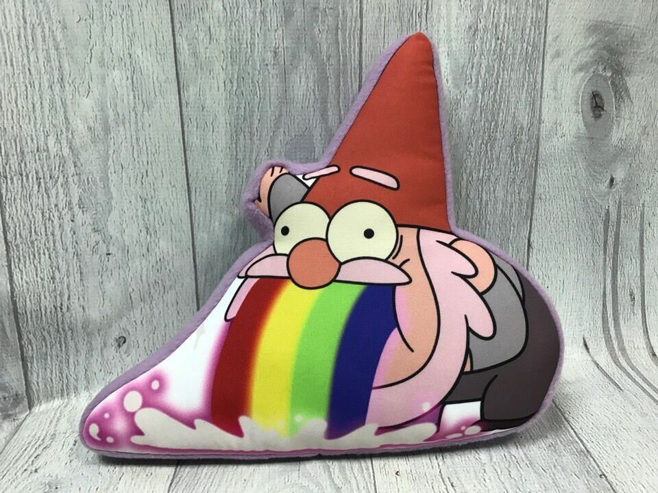 фото Подушка обнимашка Гном с радугой