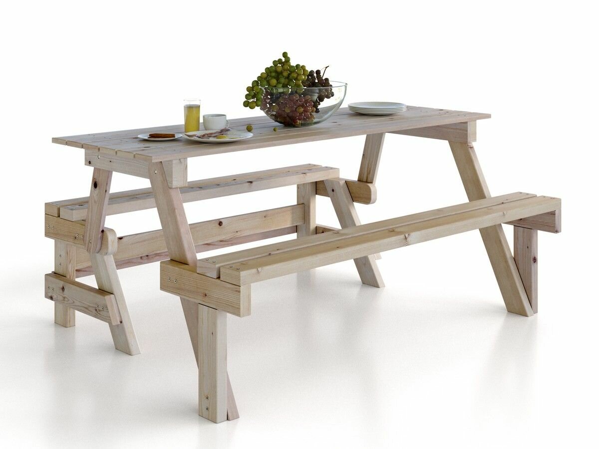 фото Раум покупай с умом / Стол-стеллаж садовый приставной из массива сосны, кофейный столик МС-30 "Карелия", 580х540х770