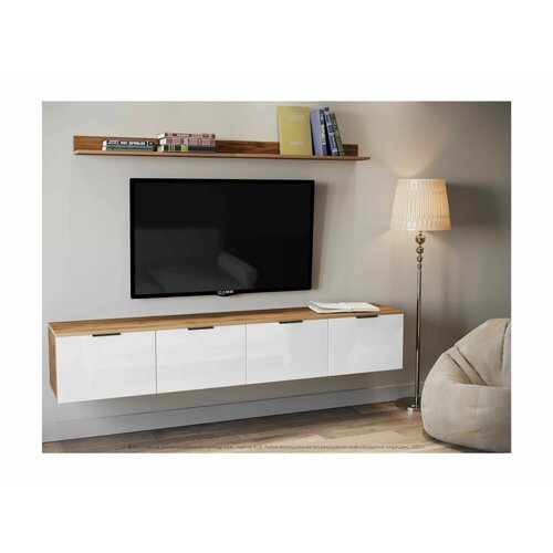 Гостиная ASTERIA L с полками Дуб вотанБелый глянец 24186₽