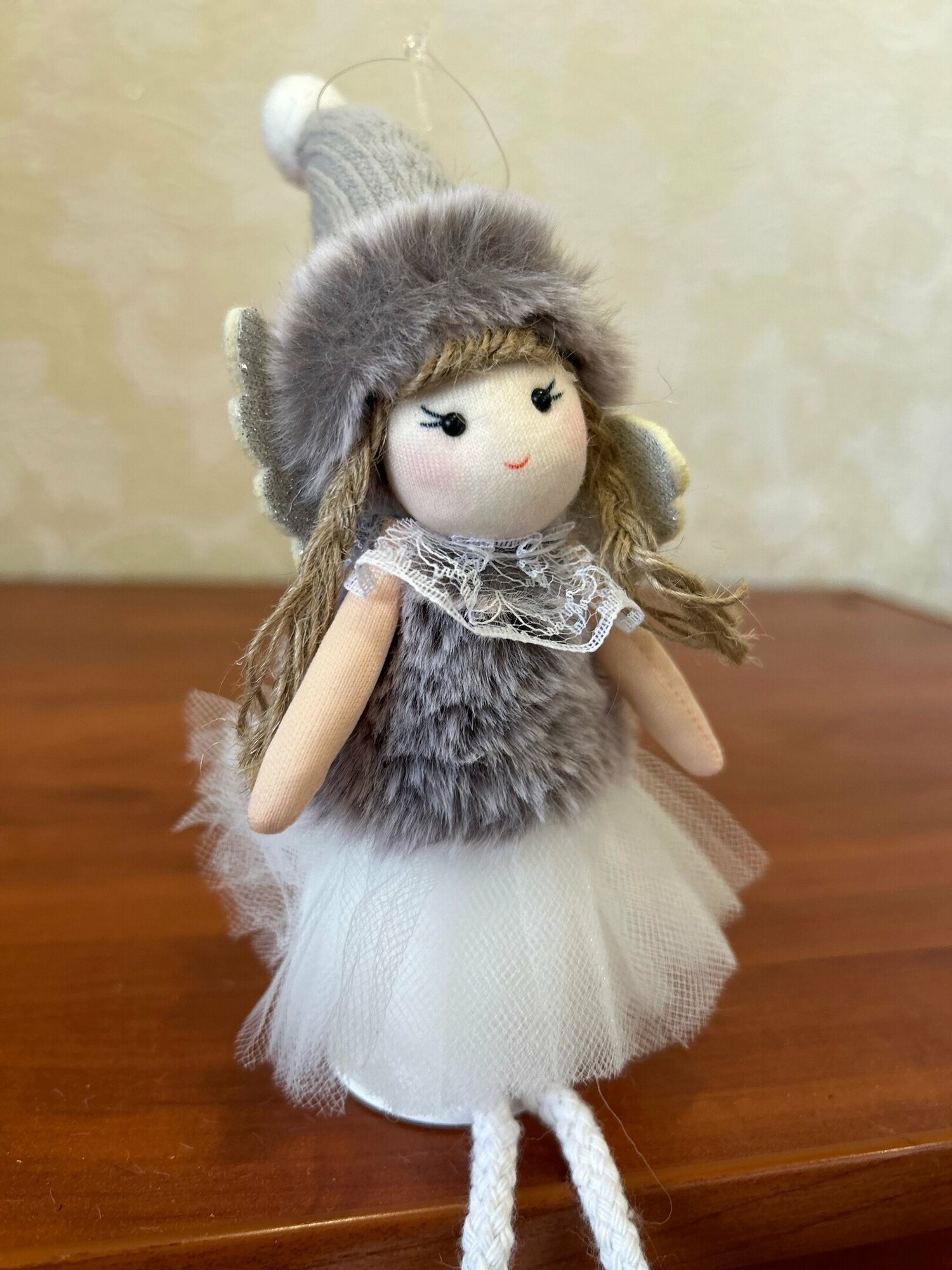 Рождественский ангел Серая плюшевая кукла-ангел Подарок на Новый Год украшение на елку кулон новогодние украшения