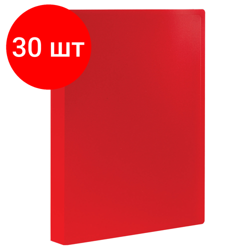 Комплект 30 шт, Папка 60 вкладышей STAFF, красная, 0.5 мм, 225706