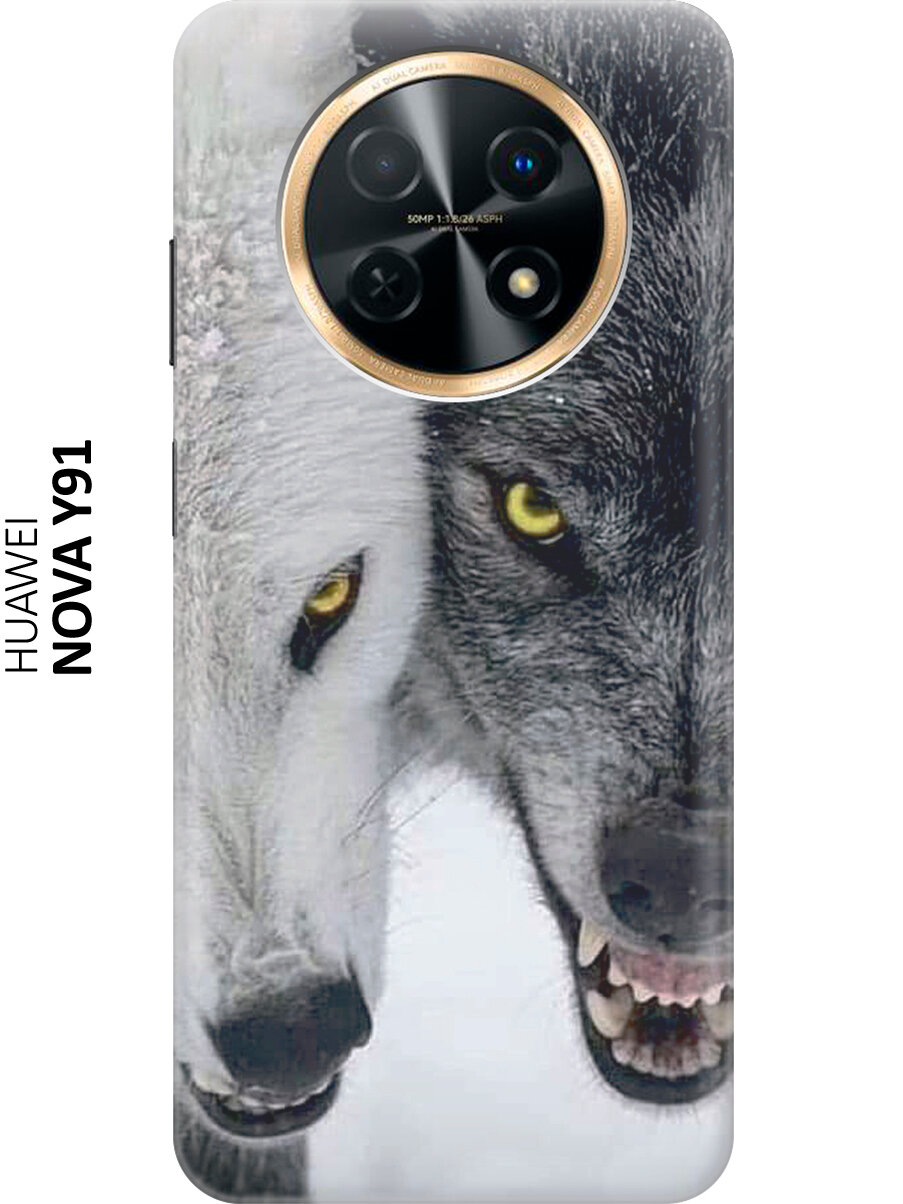 Силиконовый чехол Два волка на Huawei nova Y91 / Хуавей нова У91