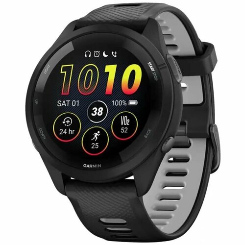 умные часы garmin forerunner 965 с титановым безелем и силиконовым черным ремешком 010 02809 10 Умные часы Garmin Forerunner 265, с черным безелем и силиконовым черно-серым ремешком (010-02810-10)