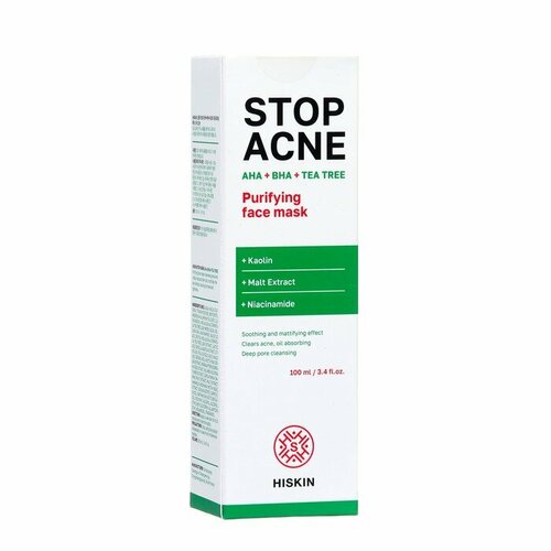 Очищающая маска для лица HISKIN STOP ACNE, 100 мл 10100996 маска для волос hiskin stop acne с маслом арганы 300 мл