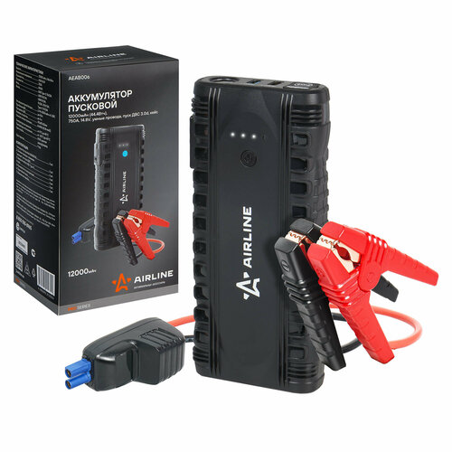 Аккумулятор пусковой Booster 12000мАч 750А 148V умные провода пуск ДВС 30d кейс AEAB006 AIRLINE 12441₽