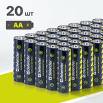Батарейки алкалиновые ( щелочные) Defender LR6-20F AA ( пальчиковые ) , 20 штук в упаковке - изображение