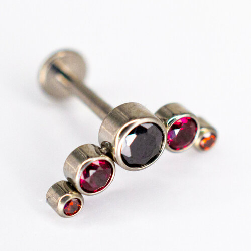 Серьги одиночные Zloster, фианит, размер 6 мм, красный