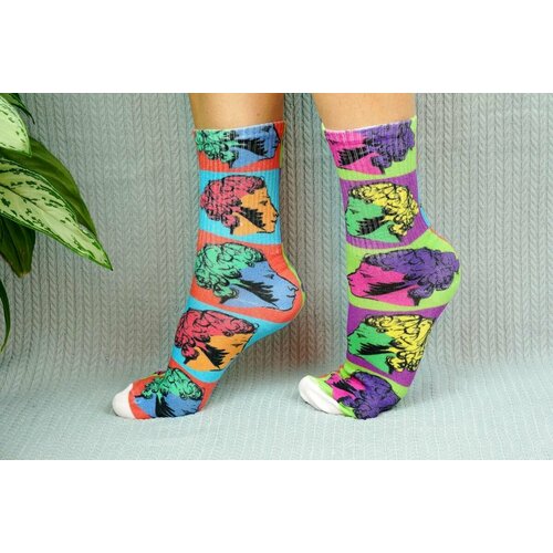 фото Носки cotton print, размер 41/45, фиолетовый, желтый, оранжевый, белый хлопковые cotton print