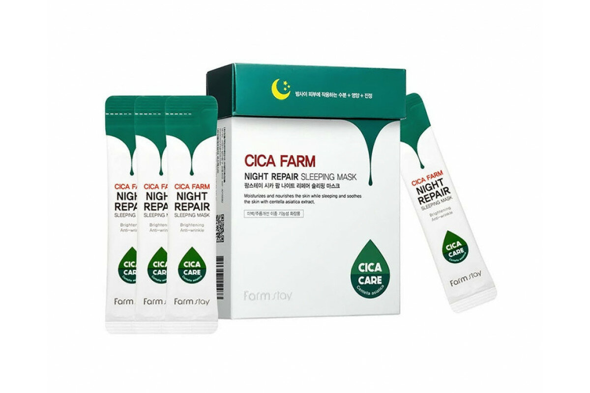 FarmStay Cica Farm Night Repair Sleeping Mask Восставливающая ночная маска в саше с центеллой 4мл*20шт