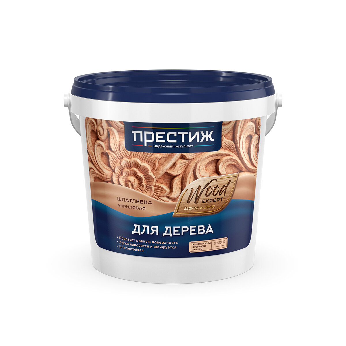 Шпатлевка ПРЕСТИЖ  акриловая основа  для дерева  без запаха  1кг  белая