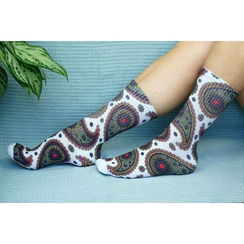 фото Носки , размер 36/41, желтый, белый хлопковые cotton print