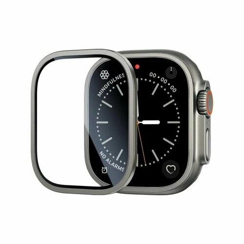 Защитное стекло ANANK for Apple Watch Ultra 49mm с металлической рамкой (титановый сплав) бесцветный, серебристый