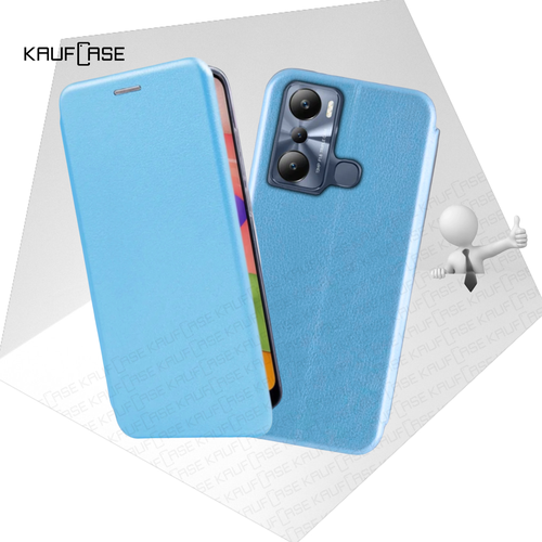 фото Чехол книжка для телефона infinix hot 20i (x665e) (6.6"), голубой. текстура под кожу