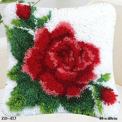 Ковровая вышивка набор для вышивания подушки размером 40х40 см ZD-413 Красная роза
