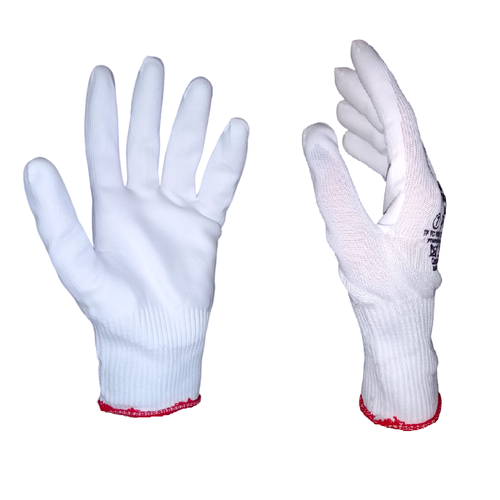 Перчатки рабочие, нейлоновые, с полиуретановым покрытием, размер 10, белые - 10 пар