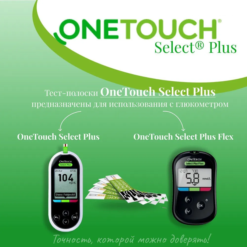 Тест-полоски OneTouch (Уан тач) Select Plus 25 шт. Лайфскан Юроп/ОАО Фармстандарт - фото №14