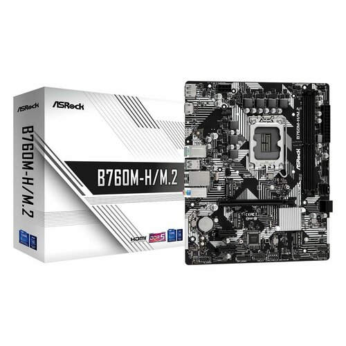 Материнская плата ASRock B760M-H/M.2, LGA1700, Intel, B760, DDR5, HDMI, DisplayPort, RAID, Micro-ATX материнская плата asrock b650m h m 2 amd am5 ddr5 hdmi micro atx