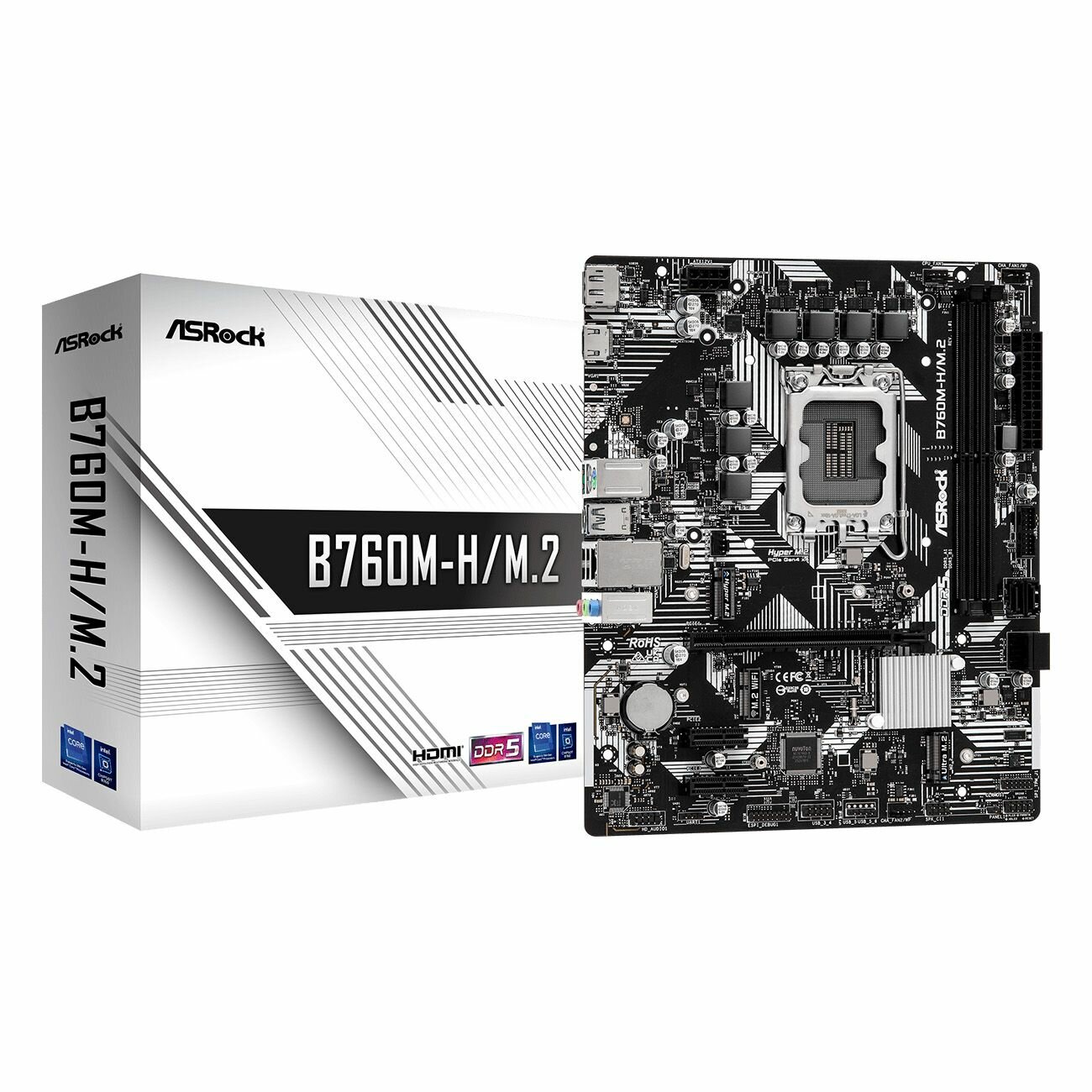 Материнская плата ASRock B760M-H/M.2 LGA1700 Intel B760 DDR5 HDMI DisplayPort RAID Micro-ATX