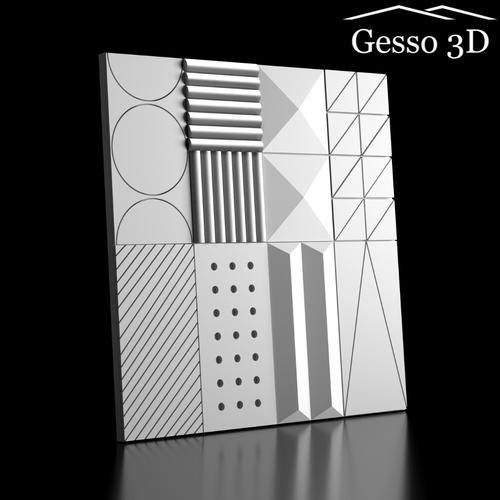 Гипсовая панель Gesso 3D Domino 2 600х600х35 мм, Упаковка 15 шт, 5.4 м2