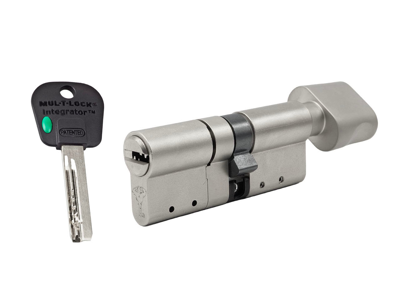 Цилиндр Mul-t-lock Integrator Modular ключ-вертушка 130мм (размер 65х65В мм) - Никель Флажок