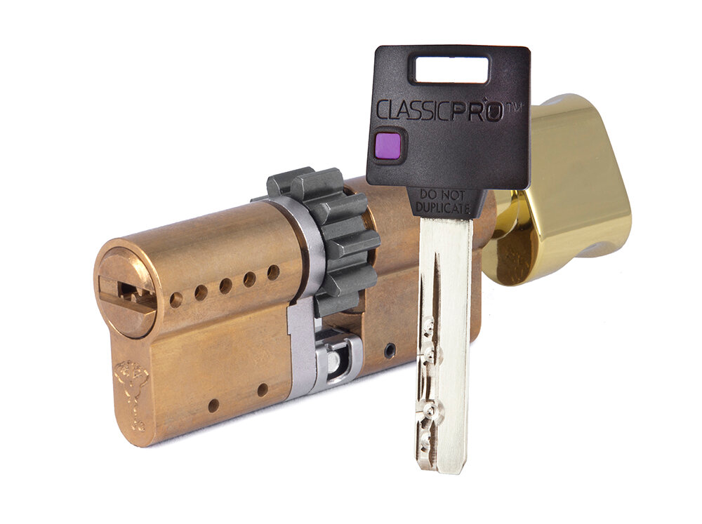 Цилиндр Mul-t-Lock Classic Pro ключ-вертушка (размер 43х48 мм) - Латунь, Шестеренка (5 ключей)