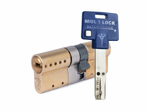 Цилиндр Mul-t-Lock Interactive+ ключ-ключ (размер 45х31 мм) - Латунь, Флажок (5 ключей)