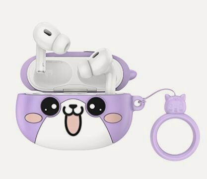 Изображение товара Беспроводные наушники в кейсе "Котик" от Hoco филетовым цветом