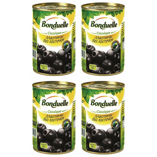 Bonduelle Маслины черные с косточкой, 300 г, 4 шт