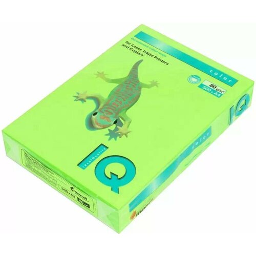 Бумага IQ Color А4, 80 г/м2 зелёный неон, 500 листов/пачка (NEOGN)
