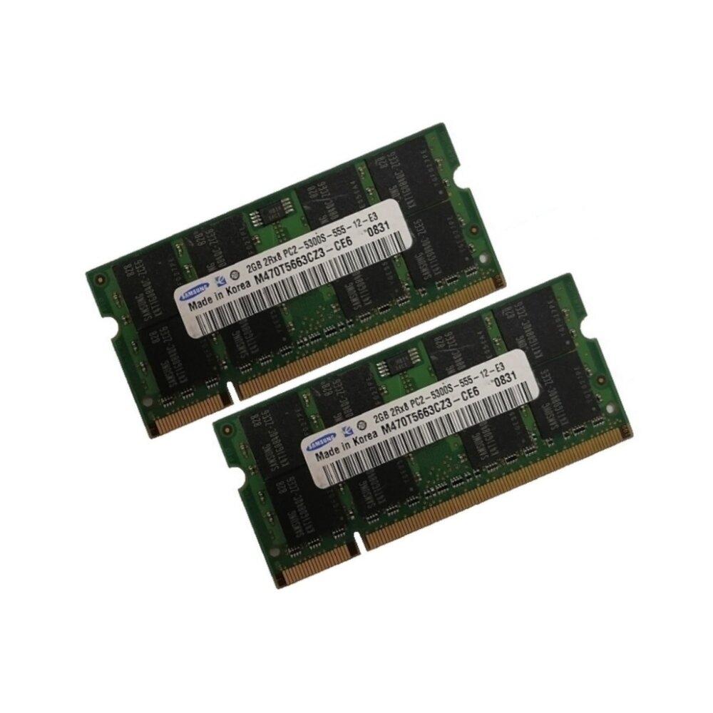 ОЗУ So-Dimm 4Gb PC2-5300, DDR2-667 Samsung M470T5663CZ3-CE6 (Kit 2x2Gb)