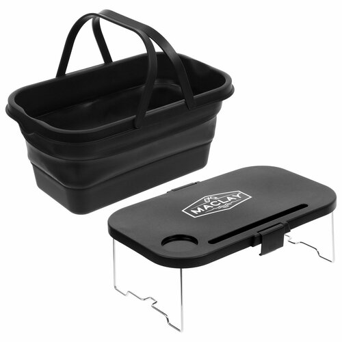 Корзина складная для пикника 47х26х24 см стол 45х29х17 см цвет чёрный 2233₽