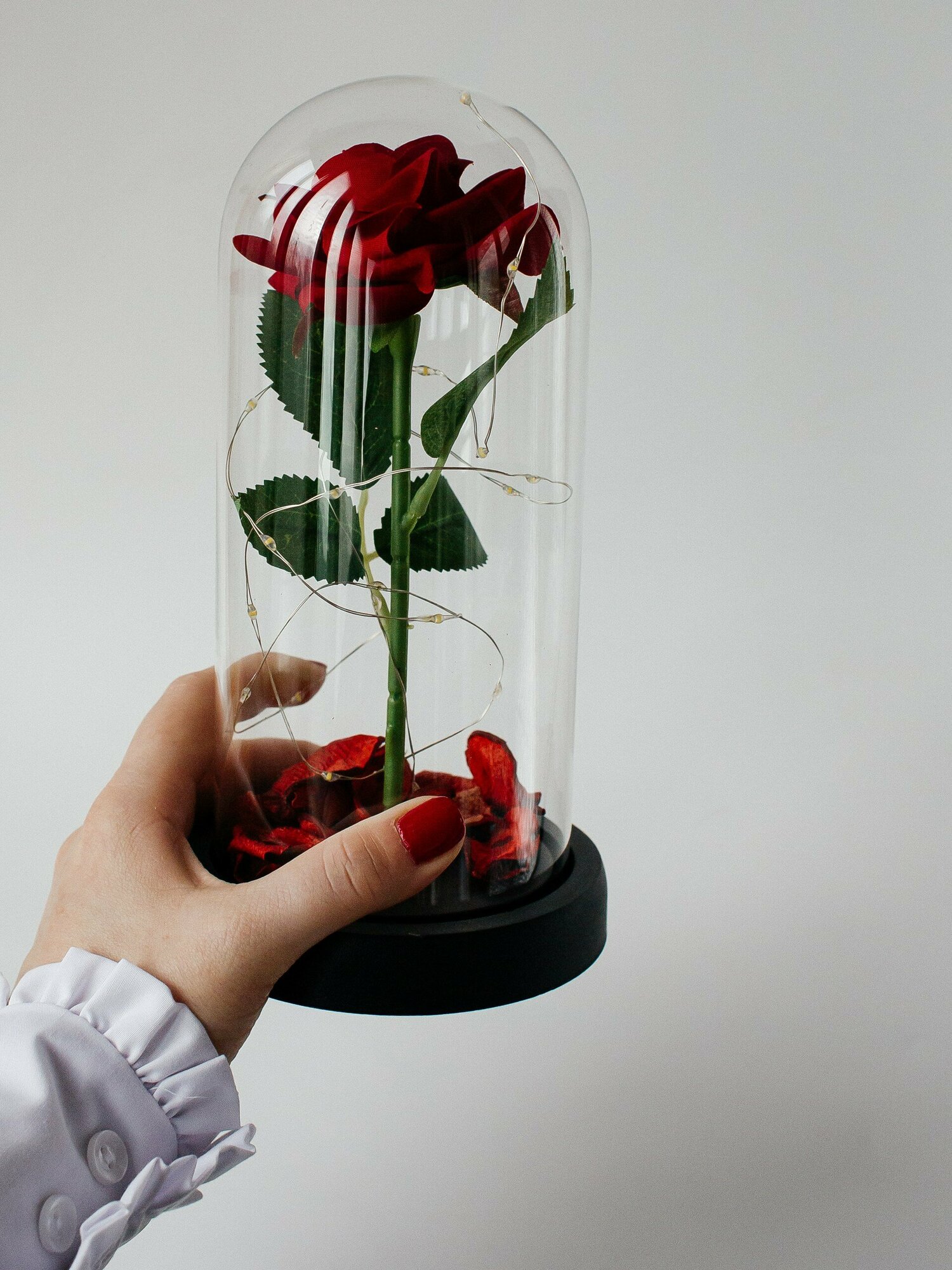 Ночник роза красная в колбе со светодиодной подсветкой роза подарок - фотография № 8