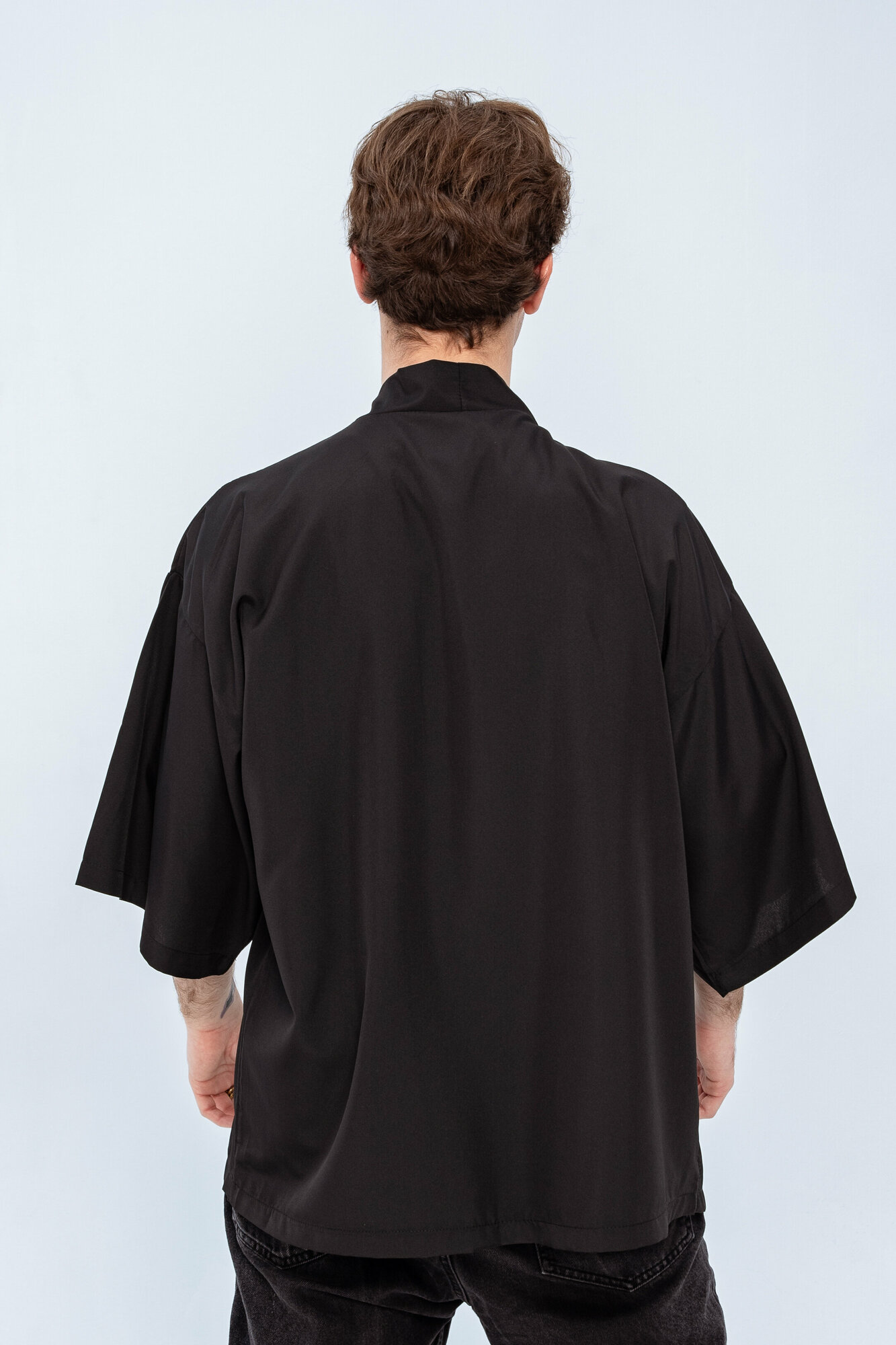 Халат кимоно Япония оверсайз накидка унисекс 46-48 размер, черный, - фотография № 5