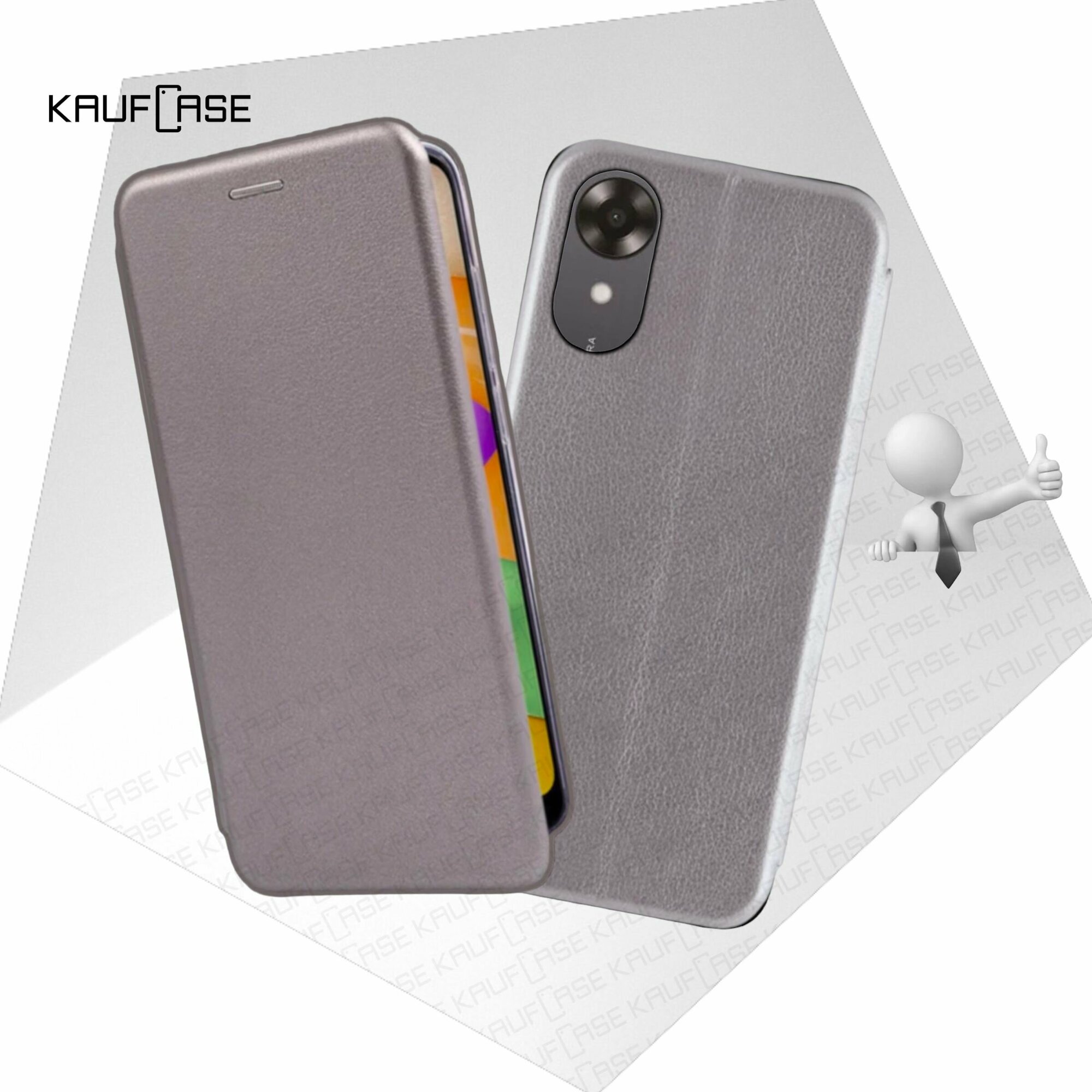 Чехол книжка KaufCase для телефона Oppo A17k (CPH2471) (6.56"), серебро. Трансфомер