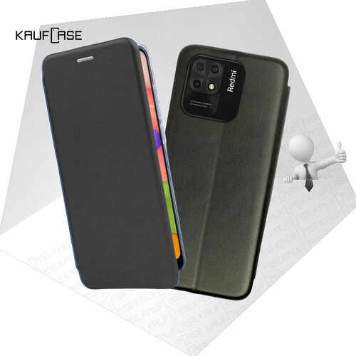 Чехол книжка KaufCase для телефона Xiaomi Redmi 10C (6.71), черный. Трансфомер чехол книжка kaufcase для телефона xiaomi redmi 6 5 45 красный трансфомер