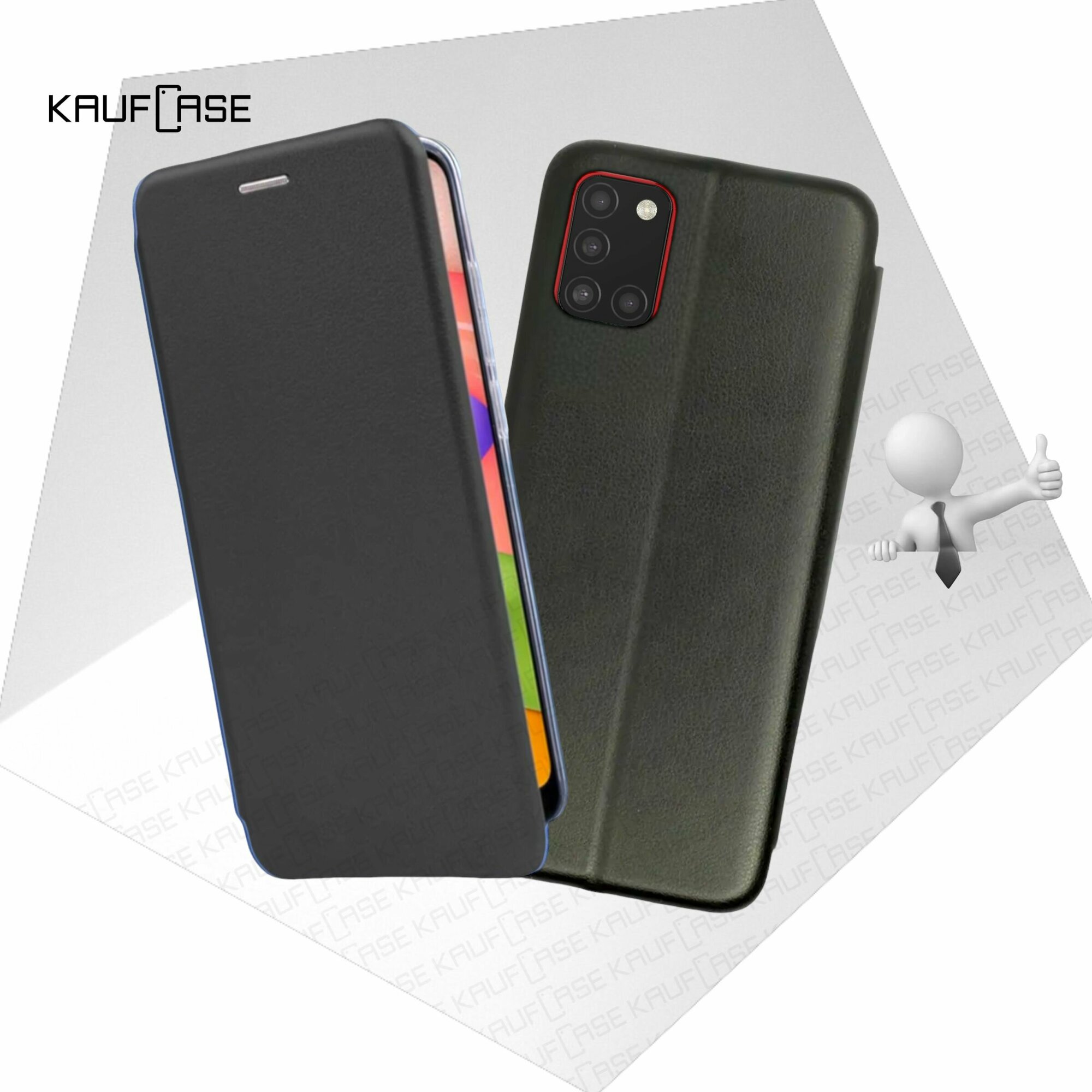 Чехол книжка KaufCase для телефона Samsung A31 (A315) (6.4"), черный. Трансфомер