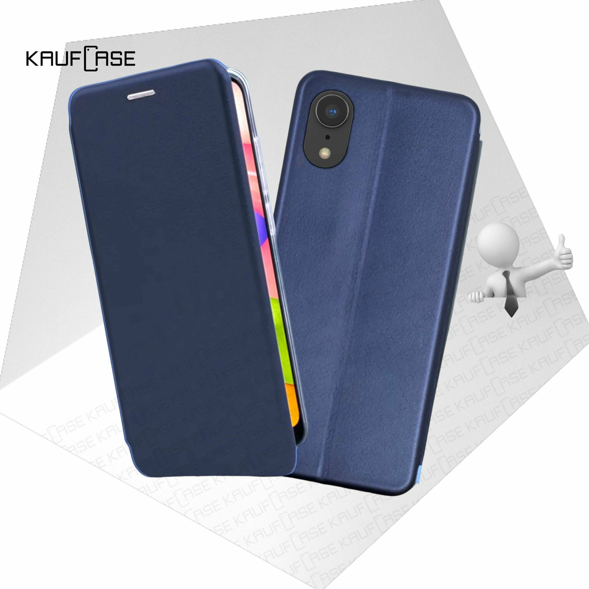 Чехол книжка KaufCase для телефона Apple iPhone XR (6.1"), темно-синий. Трансфомер